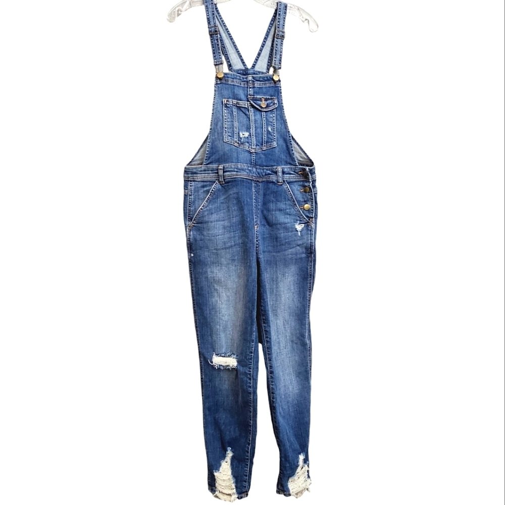 Nwot Harper Distressed Medium Wash Skinny jean Ankle Overals